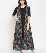 Indibelle Black woven rayon kurti with trouser