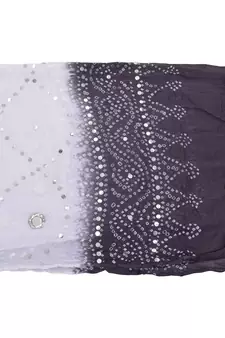 Black White Bandhej Cotton Hand Work Dupatta