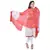 Red White Bandhej Cotton Hand Work Dupatta