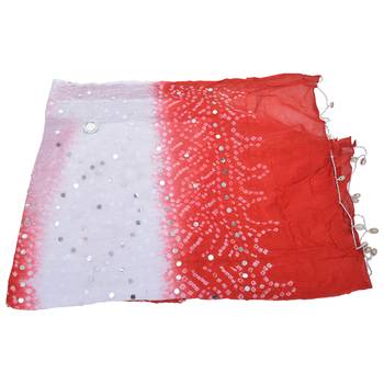 Red White Bandhej Cotton Hand Work Dupatta 5