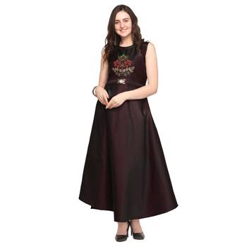 Burgundy hand embroidery taffeta salwar 1