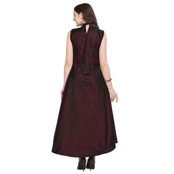 Burgundy hand embroidery taffeta salwar 3