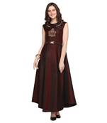 Dark-maroon hand embroidery taffeta salwar