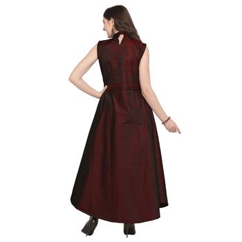 Dark-maroon hand embroidery taffeta salwar 2