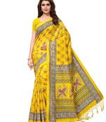 Yellow Printed Art Silk Saree With Blouse