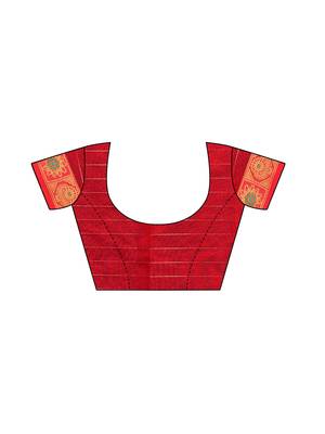 Pink woven chanderi silk saree with blouse 5