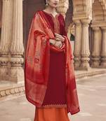 Red Embroidered Georgette Salwar