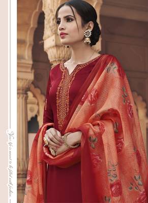 Red Embroidered Georgette Salwar 2
