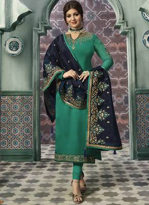 Green embroidered georgette salwar 1