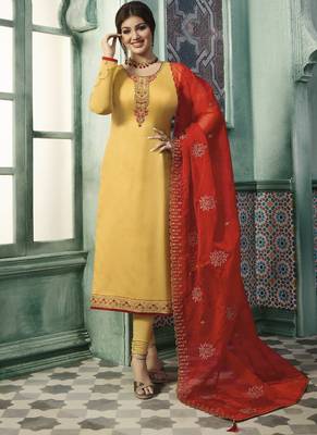 Yellow embroidered georgette salwar 1