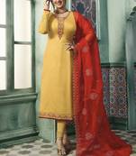 Yellow embroidered georgette salwar