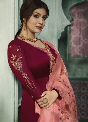 Wine embroidered georgette salwar 2