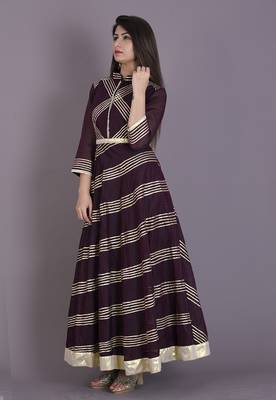 Wine gota dress 1
