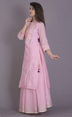 Baby pink gota kurta with flared skirt 2
