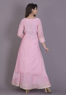 Baby pink gota kurta with flared skirt 3