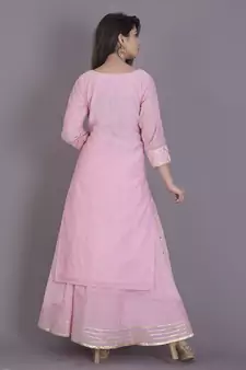 Baby pink gota kurta with flared skirt