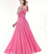 Pink long flared dress