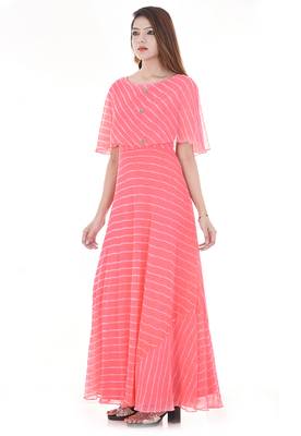 Pink leheriya cape dress 1