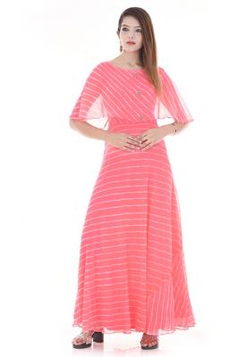 Pink leheriya cape dress 2