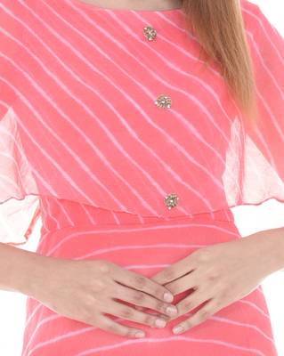 Pink leheriya cape dress 3