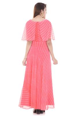 Pink leheriya cape dress 4