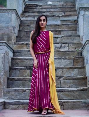 Purple wine dress with light golden dupatta 1