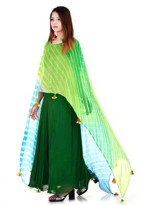 Green lehariya cape dress 2