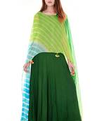 Green lehariya cape dress