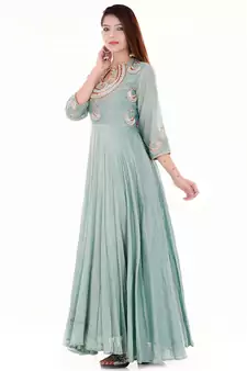 Pista green anarkali dress