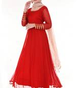 Red chiffon anarkali full set