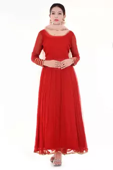 Red chiffon anarkali full set