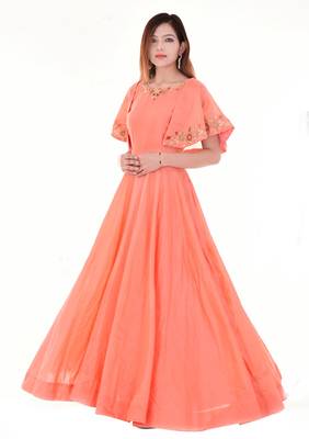 Peach cape dress 1