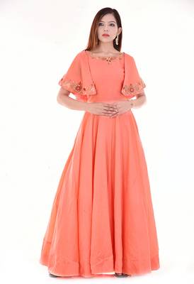 Peach cape dress 2