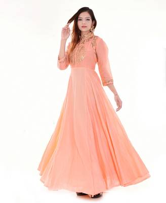 Peach gotta pati anarkali 1