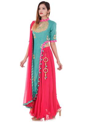 Green kurta lehenga set 3