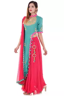 Green kurta lehenga set