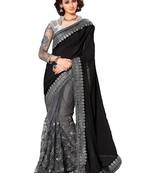 Black embroidered georgette saree with blouse
