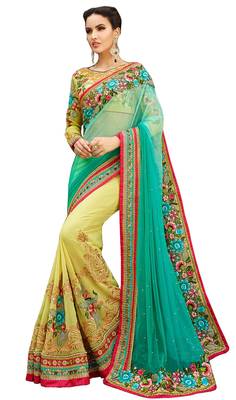 Multicolor embroidered georgette saree with blouse 1