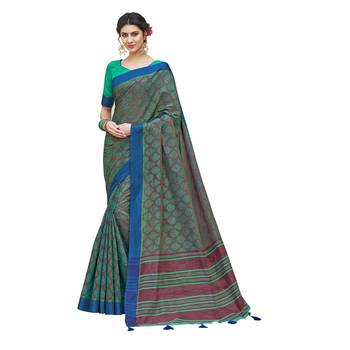 Multicolor woven banarasi silk blend saree with blouse 1