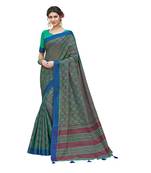 Multicolor woven banarasi silk blend saree with blouse