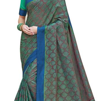 Multicolor woven banarasi silk blend saree with blouse 4