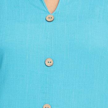Turquoise plain cotton cotton-kurtis 5