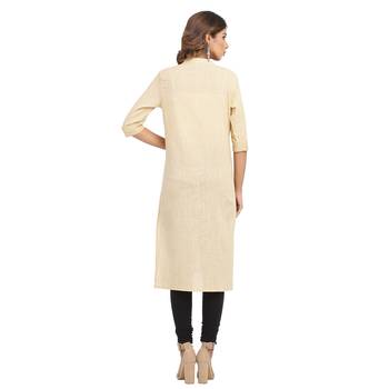 Cream plain cotton cotton-kurtis 2