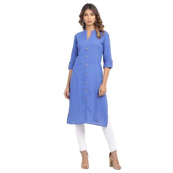 Purple plain cotton cotton-kurtis 1