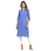 Purple plain cotton cotton-kurtis