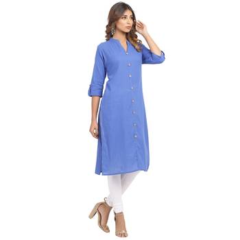 Purple plain cotton cotton-kurtis 4