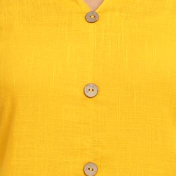 Yellow plain cotton cotton-kurtis 5