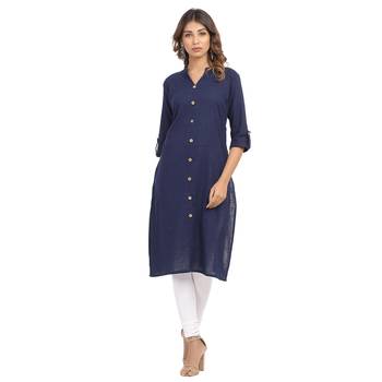 Navy-blue plain cotton cotton-kurtis 1