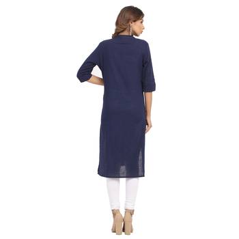 Navy-blue plain cotton cotton-kurtis 2