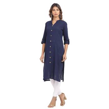 Navy-blue plain cotton cotton-kurtis 4